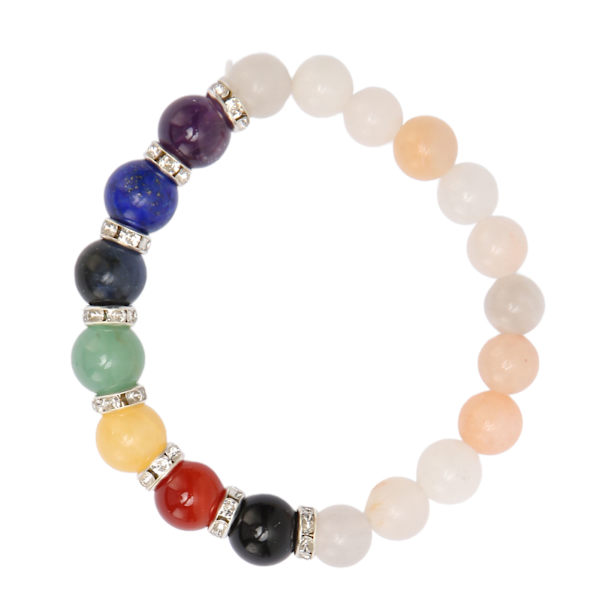 7 Chakra Armbånd Absorberer Olier Balance Følelsesmæssig Angst Relief Letvægts Krystal Armbånd til Meditation Yoga Pink Aventurine