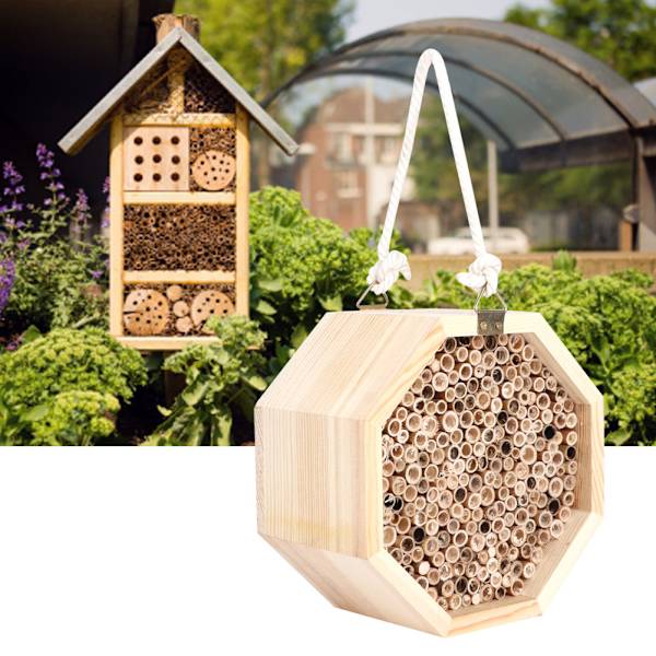 Trähus för insekter, bihotell, insektshotell, bo för insekter, utomhusdekoration för trädgård