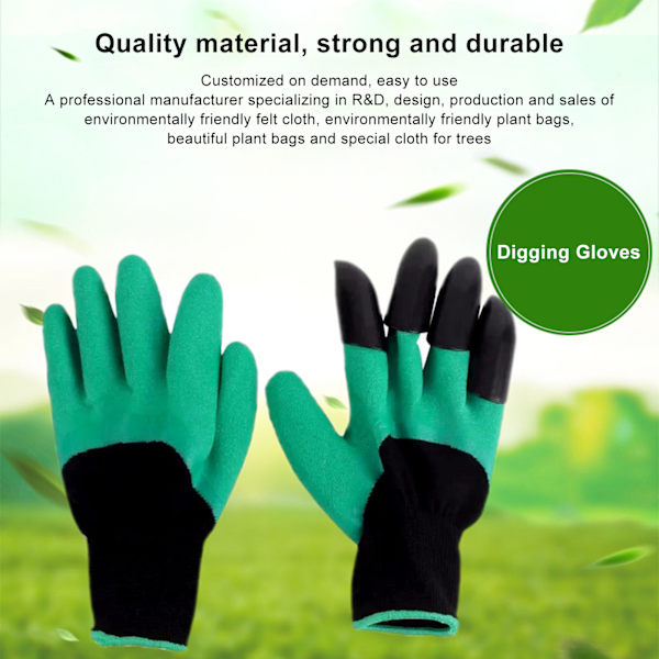 Par hagehansker med fingertuppklør Beskyttende arbeidshansker for planting Graving Ugressing Såing PokingHansker med 4 klør