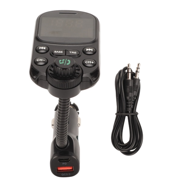 Bluetooth FM-sender Trådløs radioadapter Billader Mp3-spillerstøtte PD30W QC18W Hurtiglading