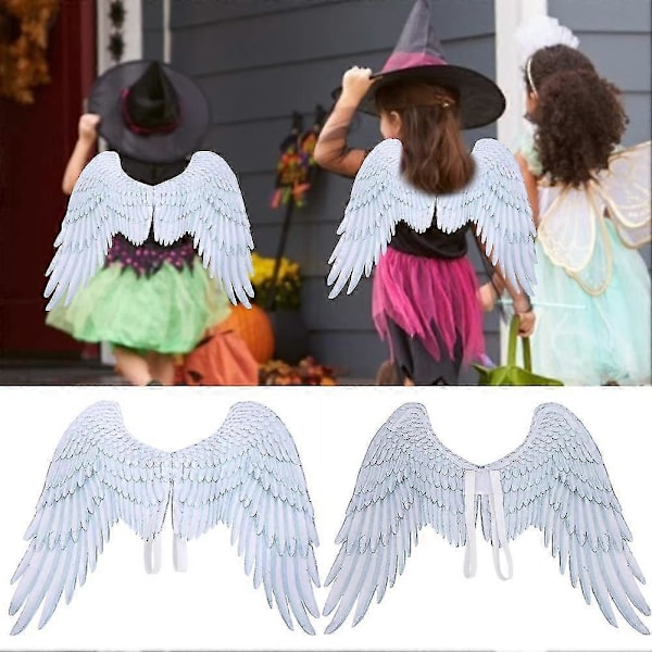 3D Ängelvingar Halloween Kostym Vuxen Fe Svart Vita Vingar Maskerad Fjäder Cosplay Rekvisita Färgrik
