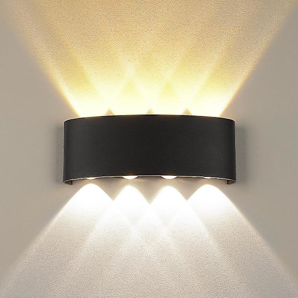 12W Sort Aluminium LED Indendørs Væglampe, Moderne Væglampe Op Ned Spotlampe til Stue Soveværelse Hall Trappe Gang (Varm Hvid)