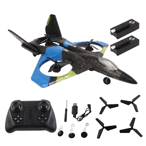 RC Airplane with Led Lamp 2.4GHZ Super Remote Glider for Boys Girls Birthday Gifts Blue Dual Battery