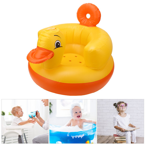 Gul Anka Uppblåsbar Babystol Soffa Baby Bad Pall Säkerhet Baksäte 60KG Bärförmåga Rund Botten