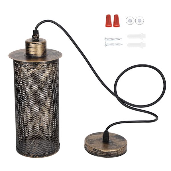 Industriel stil mesh lampeskærm E27 Iron Art pendel lysskærm til Bar Cafe AC85‑265VRetro Gold