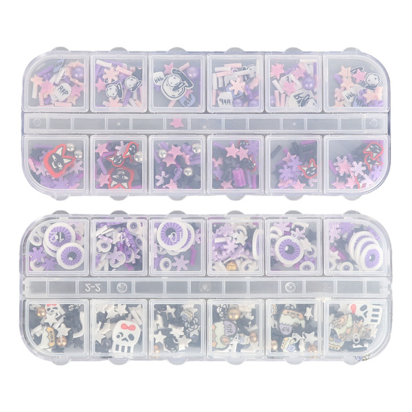 2 Box Salon 3D Skull Kuvio Nail Art Viipaletta Savia Halloween Nail Art Paljetteja Juhlakoristeet naisille