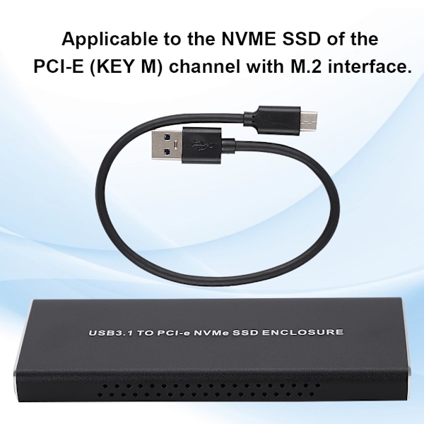 M.2 NVME - USB3.1 kannettava metalli kiintolevy kotelo M2 SSD PCIE - TypE C SSD kotelo musta