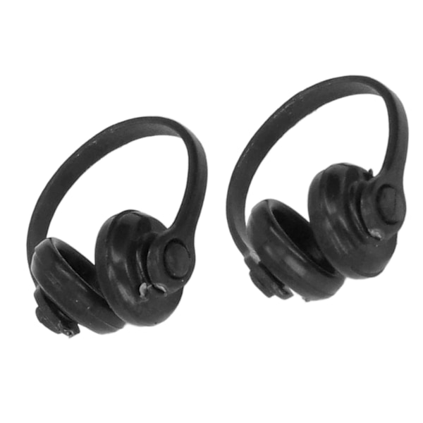 2 stk 1/12 skala miniatyr headset modell høy simulering naturtro dukkehodetelefon dekorasjon svart
