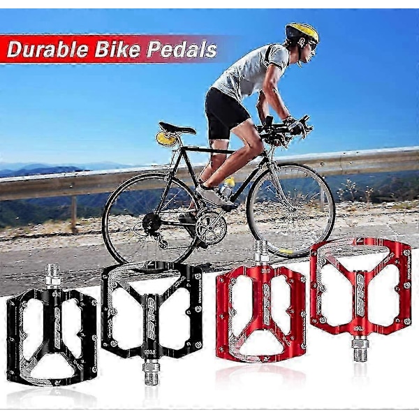 1 Par Flade Anti-skrid Mountainbike Pedaler i Aluminiumlegering Rød