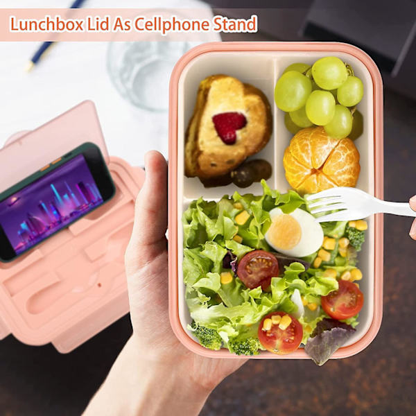 Läckagesäker lunchlåda för barn med bestickset - 1400 ml lunchlåda med fack för vuxna