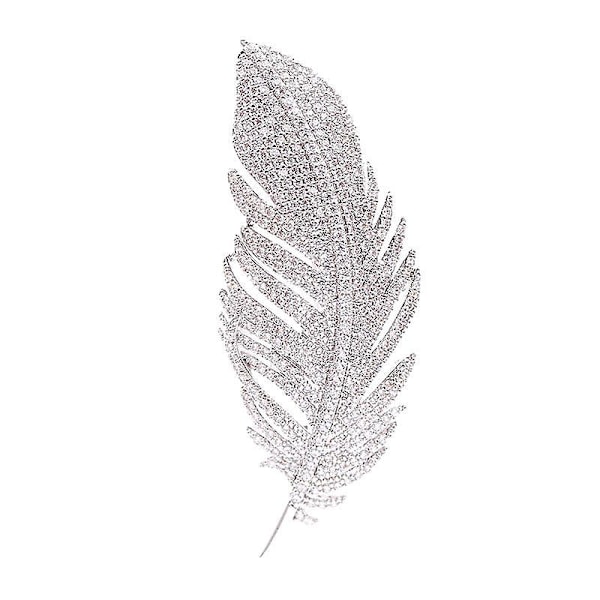 Rhinestone Fjäderbrosch för Kvinnor och Män Kristallblad Lapel Nål Elegant Klänning Tillbehör Smycken