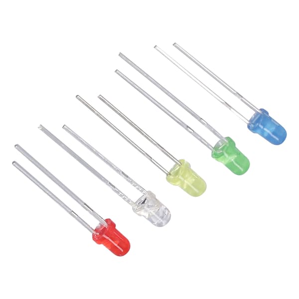 500 stk. 3 mm LED-lysdiode 5 farver rød gul blå grøn hvid LED-lampe lysdiode sæt