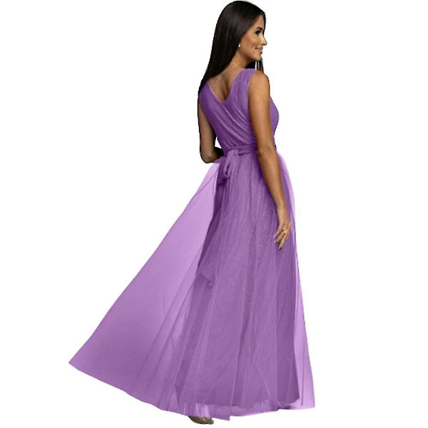 Lilla V-hals Maxi Brudepikekjole for Kvinner Bryllup Fest
