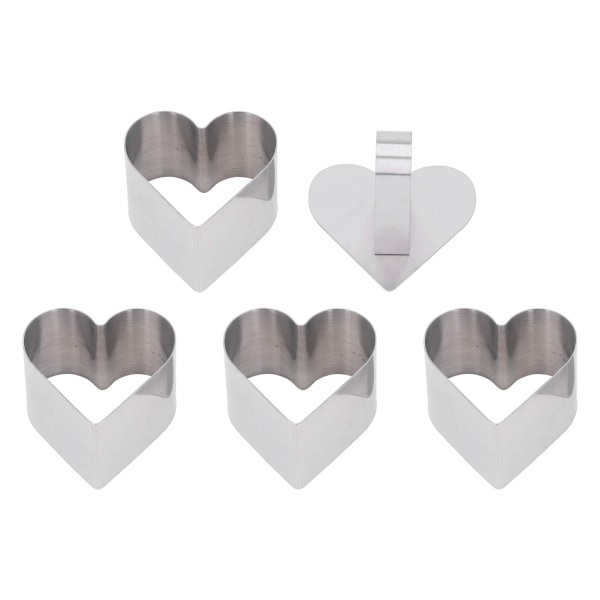 4 stk kakeform i rustfritt stål, multifunksjonell DIY-kakeform med lokk for hjerteformede kaker