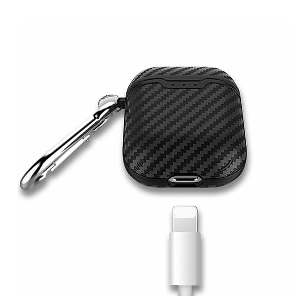 Kolfibertextur TPU-fodral för Apple 2 Hörlurar Skyddsfodral