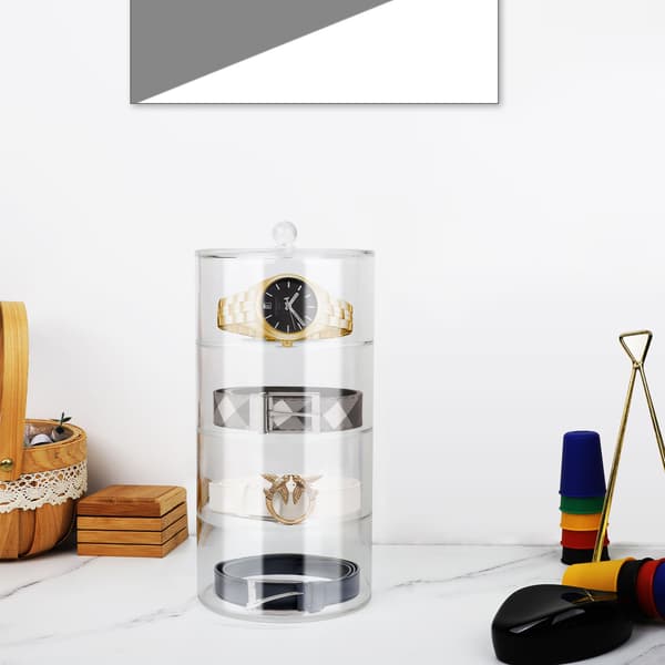 Akryl Bælte Organizer 2 Lag Gennemsigtig 5,5 tommer Diameter Stærk Let Bælte Display Case