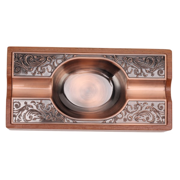 Cigar Ashtray Light Luxury Vintage Portable Solid Wood Metal Cigar Ashtray Decoration for Patio Home Red Bronze