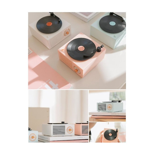 Uusi Atomic Bluetooth-kaiutin Retro Vinyylisoitin Stereo Toimisto Langaton Luova Monitoiminen Mini Pieni Kaiutin Pinkki