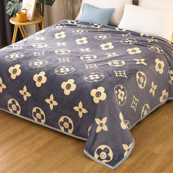 Slängfilt tecknat mönster Förtjockad Luftkonditioneringsfilt för hem i sovrummet Kontor Resor Modemärke 180x200 cm / 70,9x78,7in