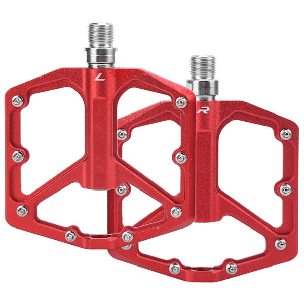 1 par ZTTO Mountainbike pedaler i aluminiumlegering, skridsikre cykelplatform, flade pedaler (rød)