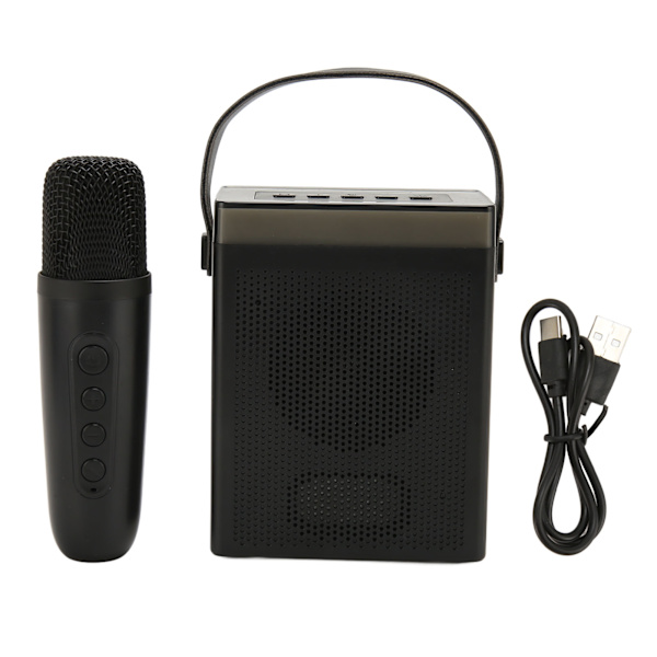 Karaoke-maskin med RGB-ljus, uppladdningsbar Bluetooth-högtalare med 1 trådlös mikrofon för hemmafest KTV svart