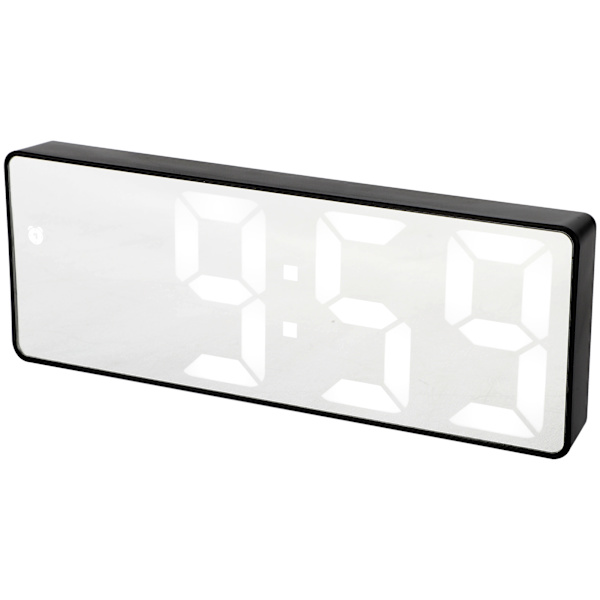 LED-spegelalarmklocka USB elektronisk digital bordsurladdningsbar spegeldekorationstillbehör Rektangulärt svart skal spegel vit lampa