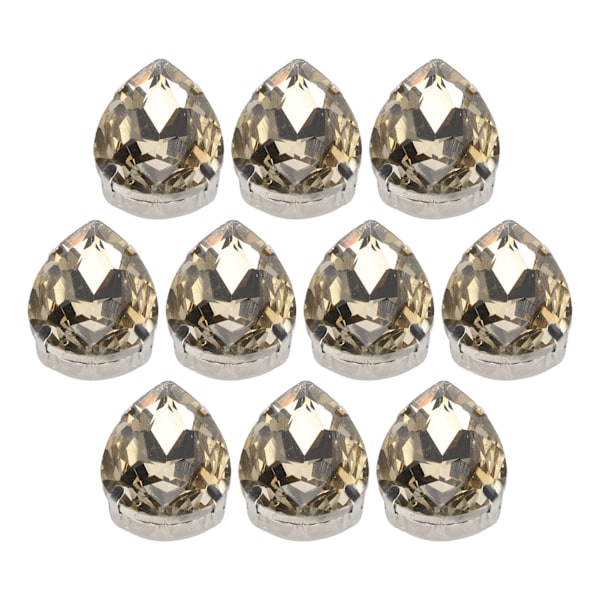 10 stk sy på rhinestones krystaller skinnende knapper dekorasjon for DIY håndverk klær sko vesker (0,71 x 0,75 tommer lysebrun dråpeformet)