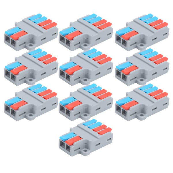 10 stk. kabelkonnektor terminal multifunktion 2 ind 4 ud hurtig ledningsforbindelse LT-624