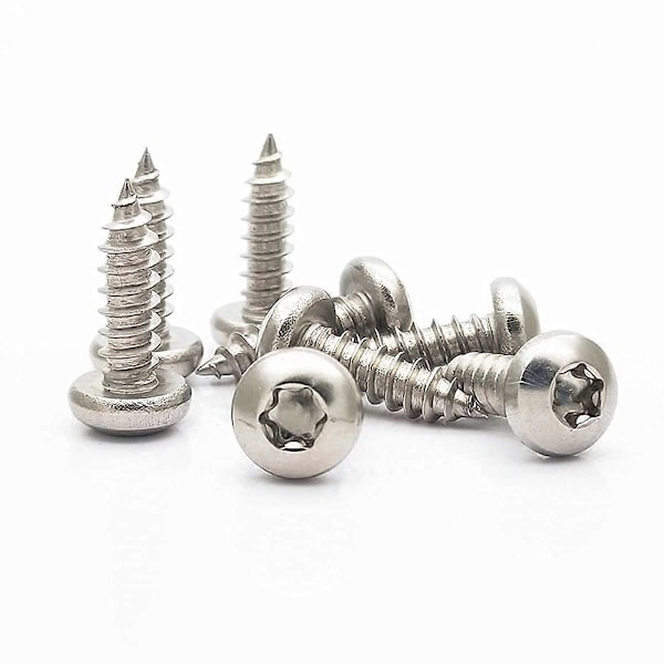 50 stycken M4x20mm Självgängande Skruvar, Torx Skruvar med Platt Huvud, Rostfria Självborrande Skruvar med Runt Huvud