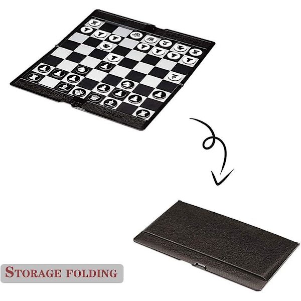 Mini magnetisk reseschackset - 7,9-tums hopfällbart brädspel, pedagogisk leksak/gåva för barn och vuxna