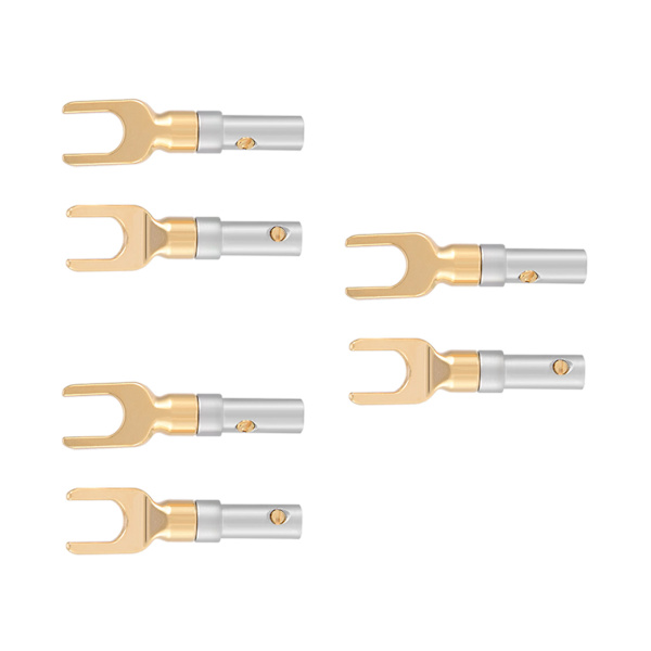 6 kpl kullattu 4 mm banaani U Fork Y Spade Plug Kaiutin johdinliitin ruuvityyppinen juotevapaa