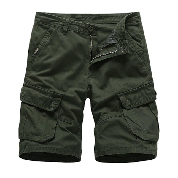 Loose Fit Men's Summer Shorts with Multiple Zippered Pockets L Army Green