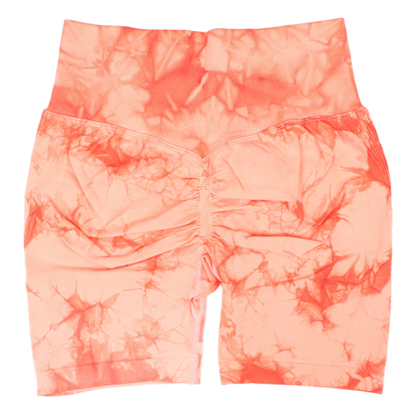 Yogashorts för kvinnor med hög midja Snabbtorkande höftlyftande Slipsfärgade träningsshorts Orange Rosa M