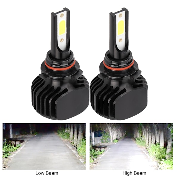 2 stk. LED-frontlykter til bil uten vifte 9006/HB4 6000K L5 hvitt lys