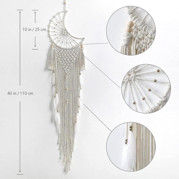 Stor handgjord Macrame Dream Catcher för väggupphängning i sovrummet