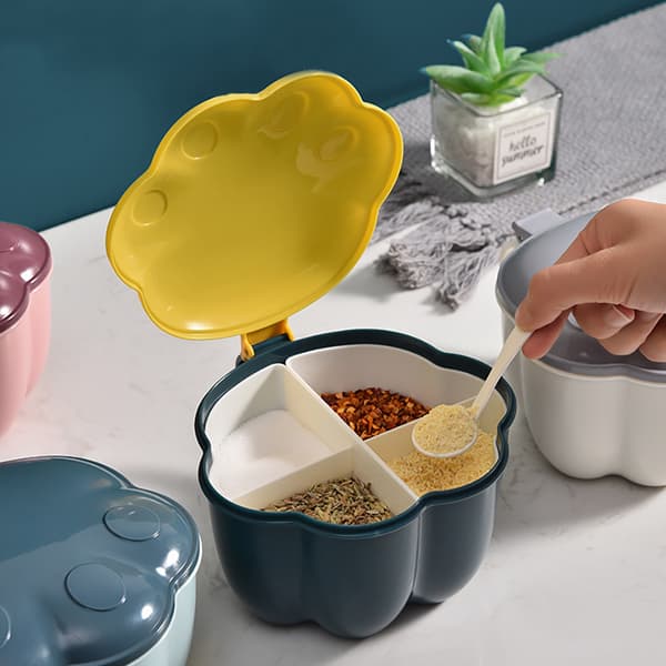 Krydderboks Krydderkrukker Fire Rom Krydder Multi Grid Krydderkrukke Salt Pepper Dispenser
