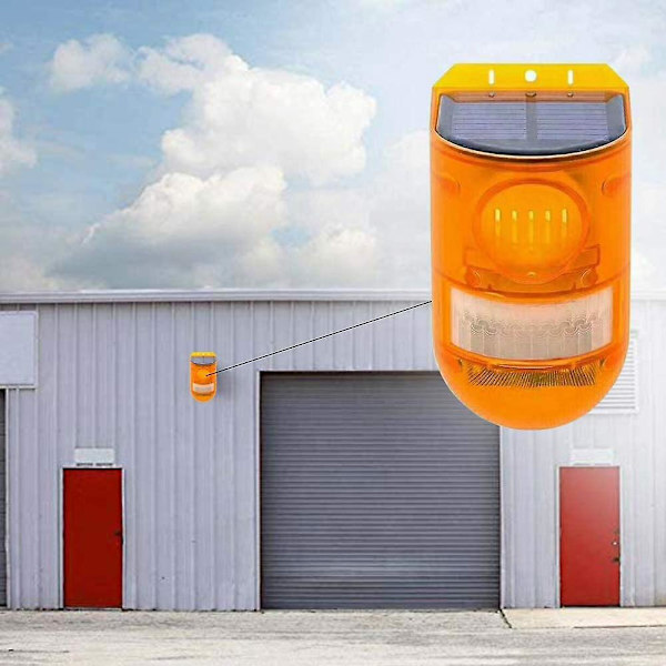 Solcelled Bevægelseslyd Alarm LED Strobe Advarselslys - Rød Udendørs Sikkerhed til Hjem, Lager og Gård