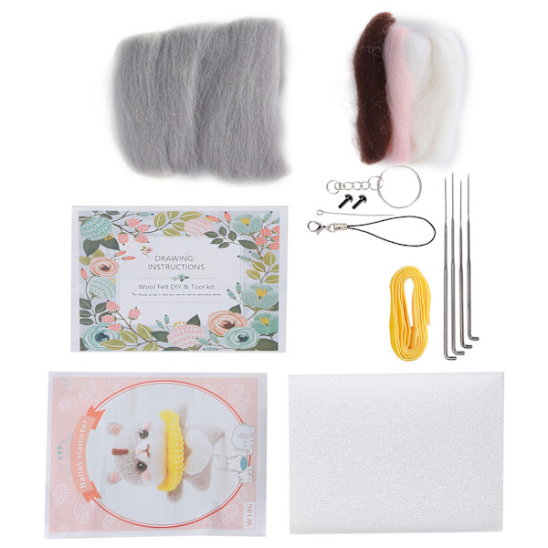 Nålefiltningskit Uld Kemisk Fiber DIY Dyr Håndlavet Legetøj Kunsthåndværk til Begyndere (186# Ballet Hamster)