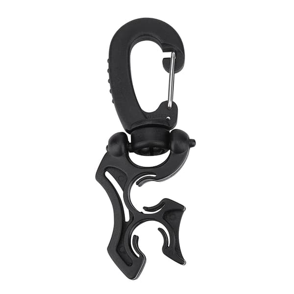 1 st Utomhus Scuba Diving Dubbel BCD Lågtrycksslang Clip Hållare med Snap Hook Spänne (Svart)