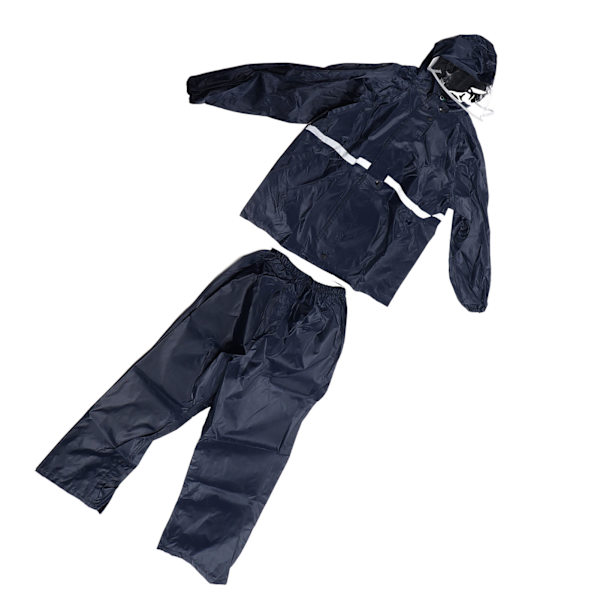 Halkeava takki housupuku hengittävä vedenpitävä sadetakki setti kaksinkertainen kerros sadetakki setti miehille naisille Oxford Navy Blue L