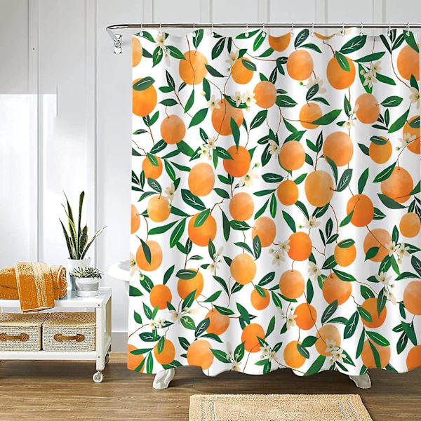 Vandtæt orange badeforhæng, 180 * 180 cm, 12 kroge medfølger