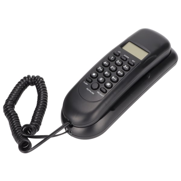 Veggmontert fasttelefon med oppringer-ID One Touch-gjenoppringing Ringersøk med ledning med urskive for Office Hotel Black