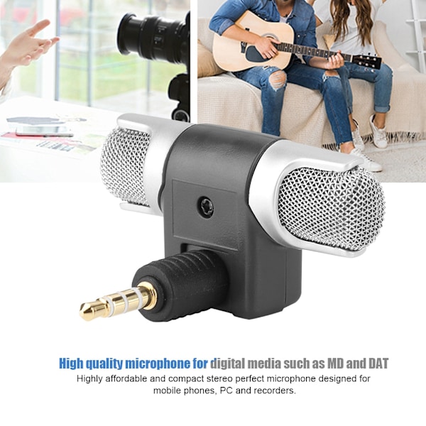 3,5 mm Mini Mic Digital Stereo Mikrofon Profesjonell Håndholdt Ekstern Trådløs Mikrofon