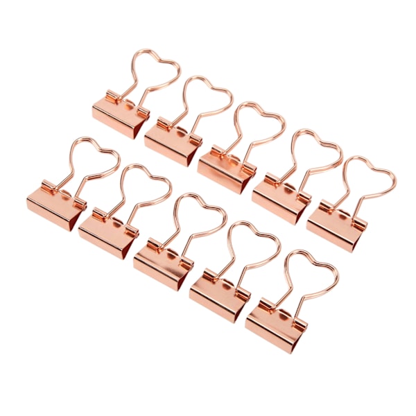 10 st Bindeklippar Kärleksform Roséguld Klämkraft Tätt Manganstålplåt Material Pappersklämmor