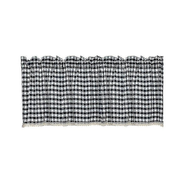 Kjøkkenvindu Rutete Kort Gardin Blondekappe Gjennom Stang Drapering Hjem Dekor Zekai 130x41cm Vinrød