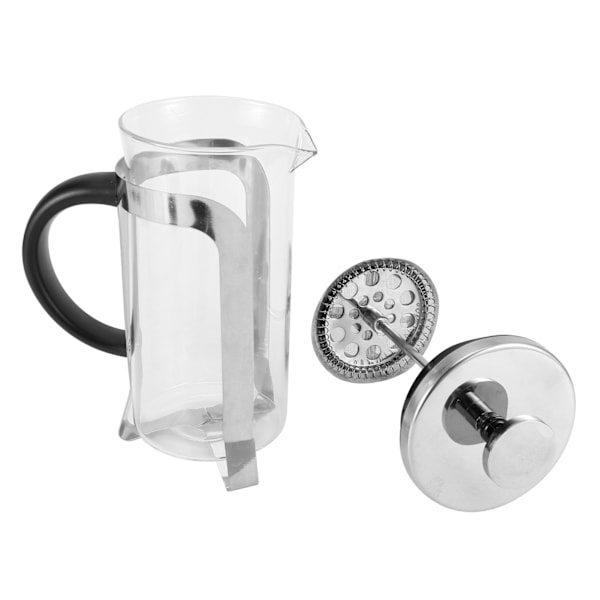 Kaffe- och tepress i glas med hög temperaturbeständighet, 350 ml, silver