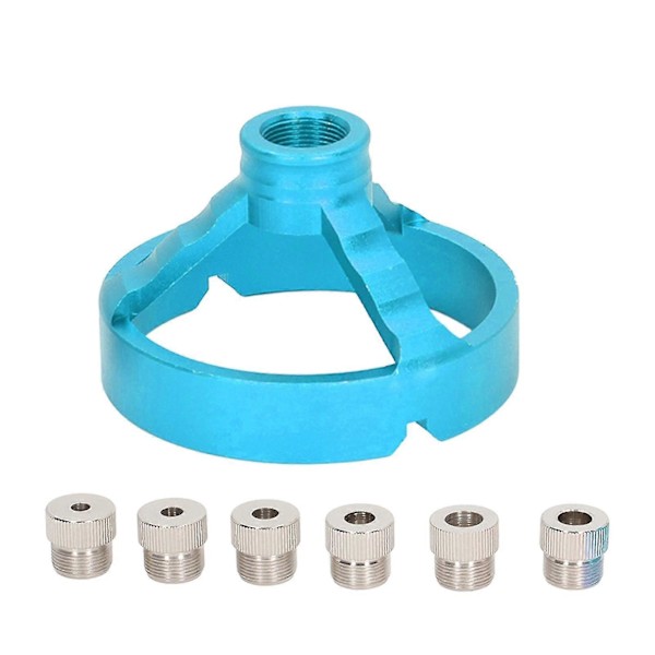 3 i 1 Vertikal Hullborelokator med 6 Boreforinger Trebearbeiding Bor Guide Jig Fixture Blå