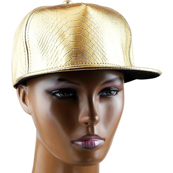 Unisex Keps med Knapp baktill, Justerbar Hip Hop Platt Skärm Baseballkeps gyllene