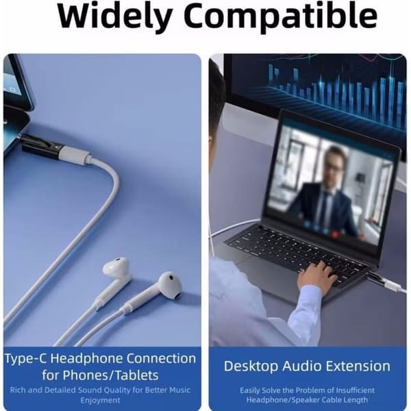 USB-C til 3,5 mm hovedtelefonstik lydadapter