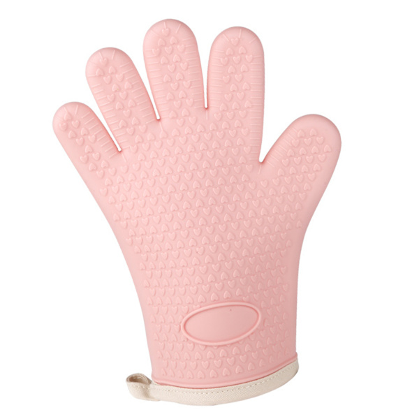 Tjock silikon ugnsvante värmebeständig silikon matlagningshandske för mikrovågsugn brödrost rosa orange
